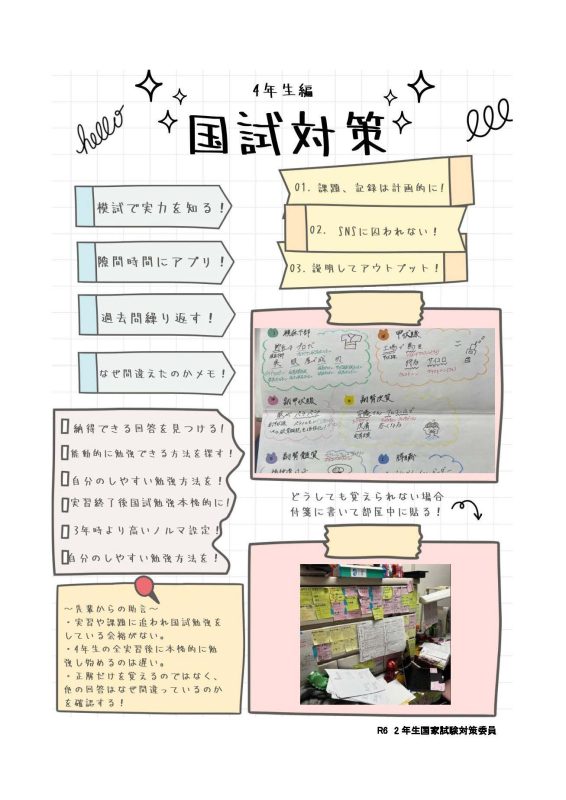 2年生国家試験対策委員が国試対策アドバイス集を作成しました